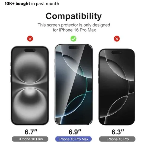 NEW’C iPhone 16 Pro Max Screen Protector 3-Pack image indicator(2)