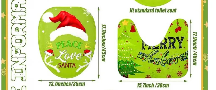 Christmas toilet floor mat and lid cover