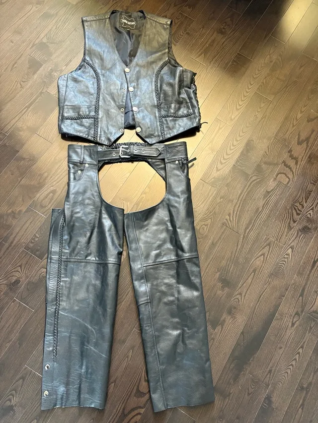 MOMA LEATHER Vest and Chaps vest 50 size XL chaps