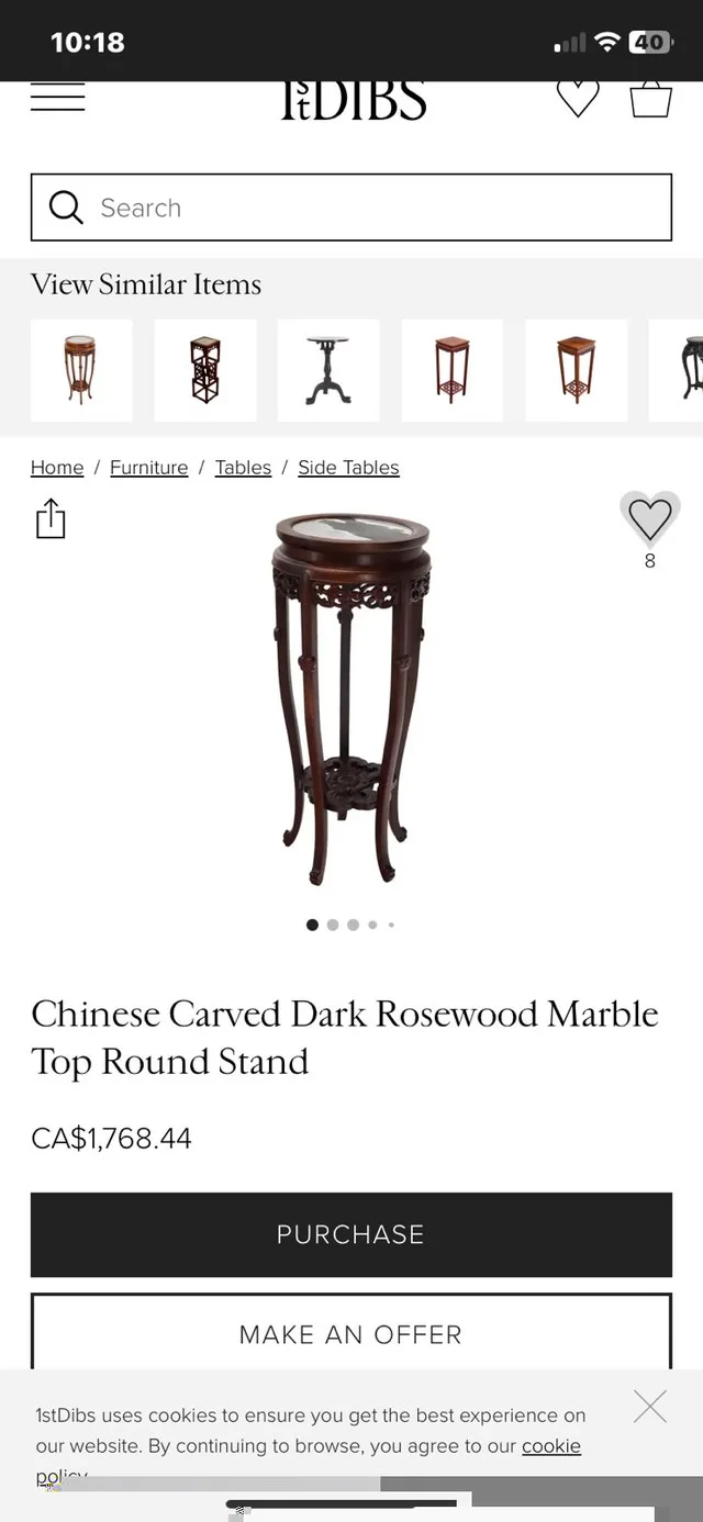 Hand Carved Red Wood Chinese Marble table image indicator(3)