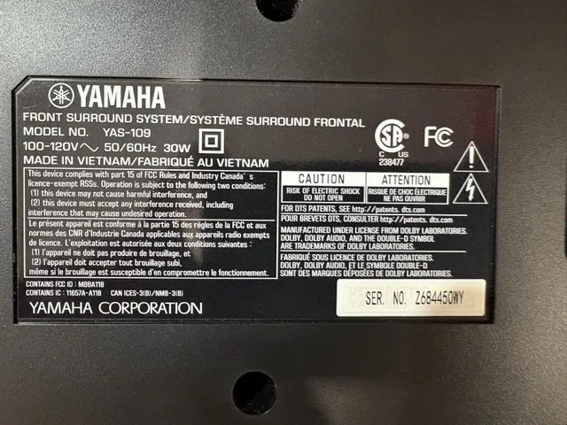 Yamaha YAS-109 sound bar image indicator(2)