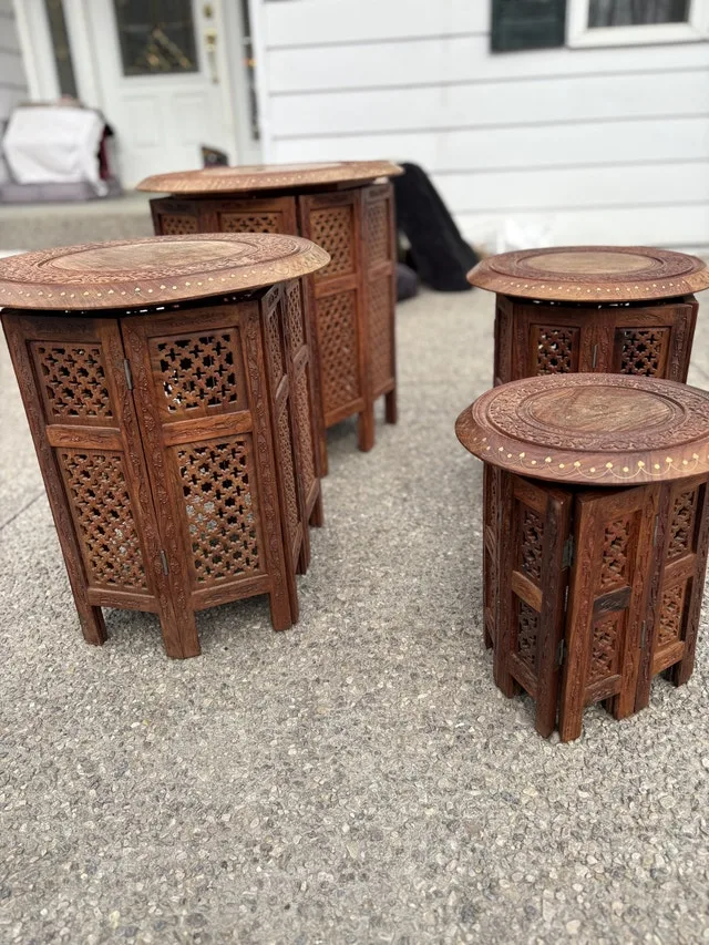 1950s Anglo-Indian Octagonal Carved teak table image indicator(4)