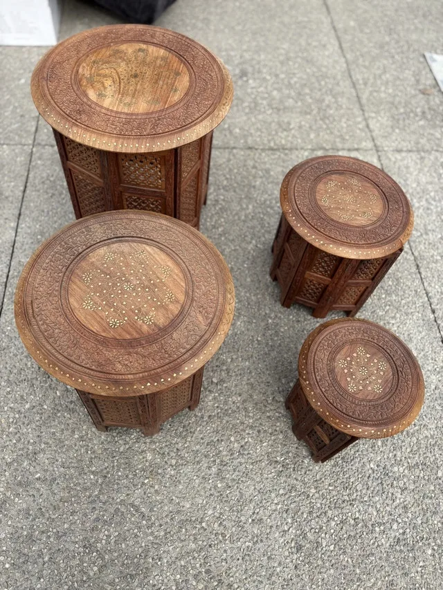 1950s Anglo-Indian Octagonal Carved teak table image indicator(6)