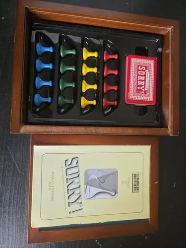 SORRY Vintage Game Collection in Wooden Wood Box Case CIB image indicator(3)