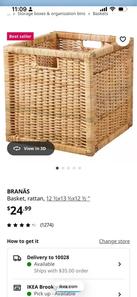 IKEA - 5 Branas baskets 12 ½x13 ½x12 ½ image indicator(6)