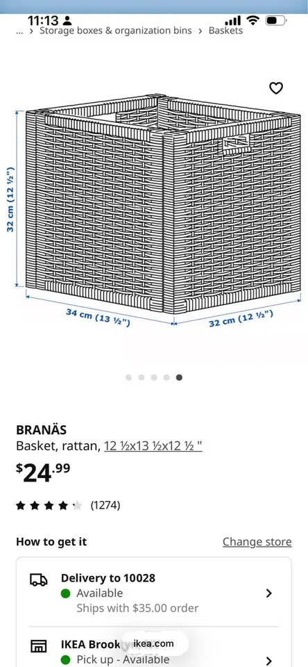IKEA - 5 Branas baskets 12 ½x13 ½x12 ½ image indicator(7)
