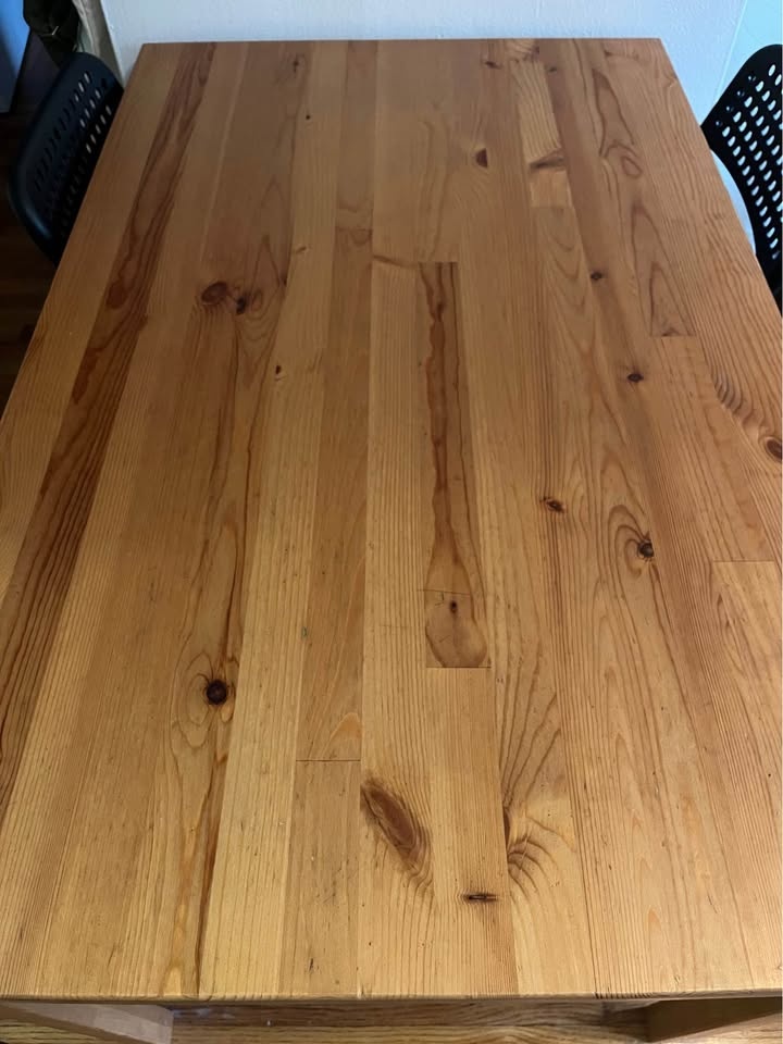 IKEA wood table + 4 chairs/cushion - photo 2