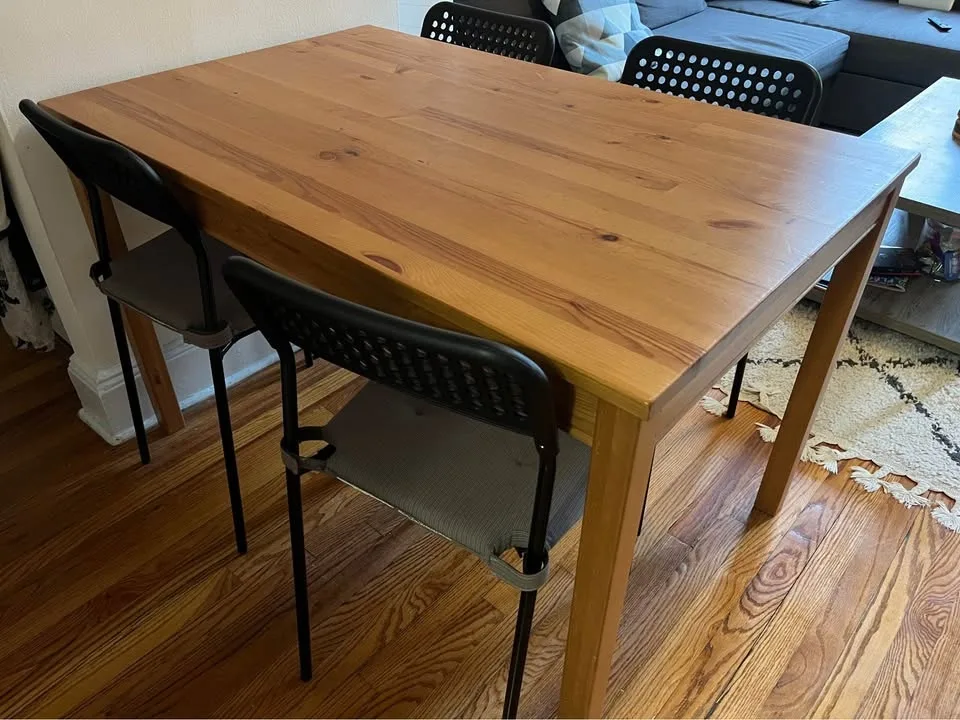 IKEA wood table + 4 chairs/cushion image indicator(3)