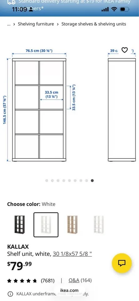 KALLAX - Shelf Unit white 30 1/8x57 5/8 image indicator(7)
