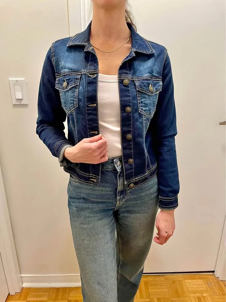 Jean jacket dark wash denim suko jeans