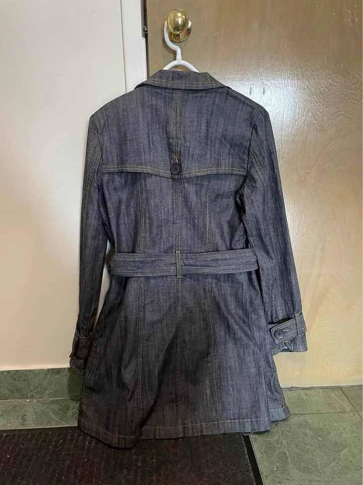 Jean jacket long trench dark wash denim image indicator(6)