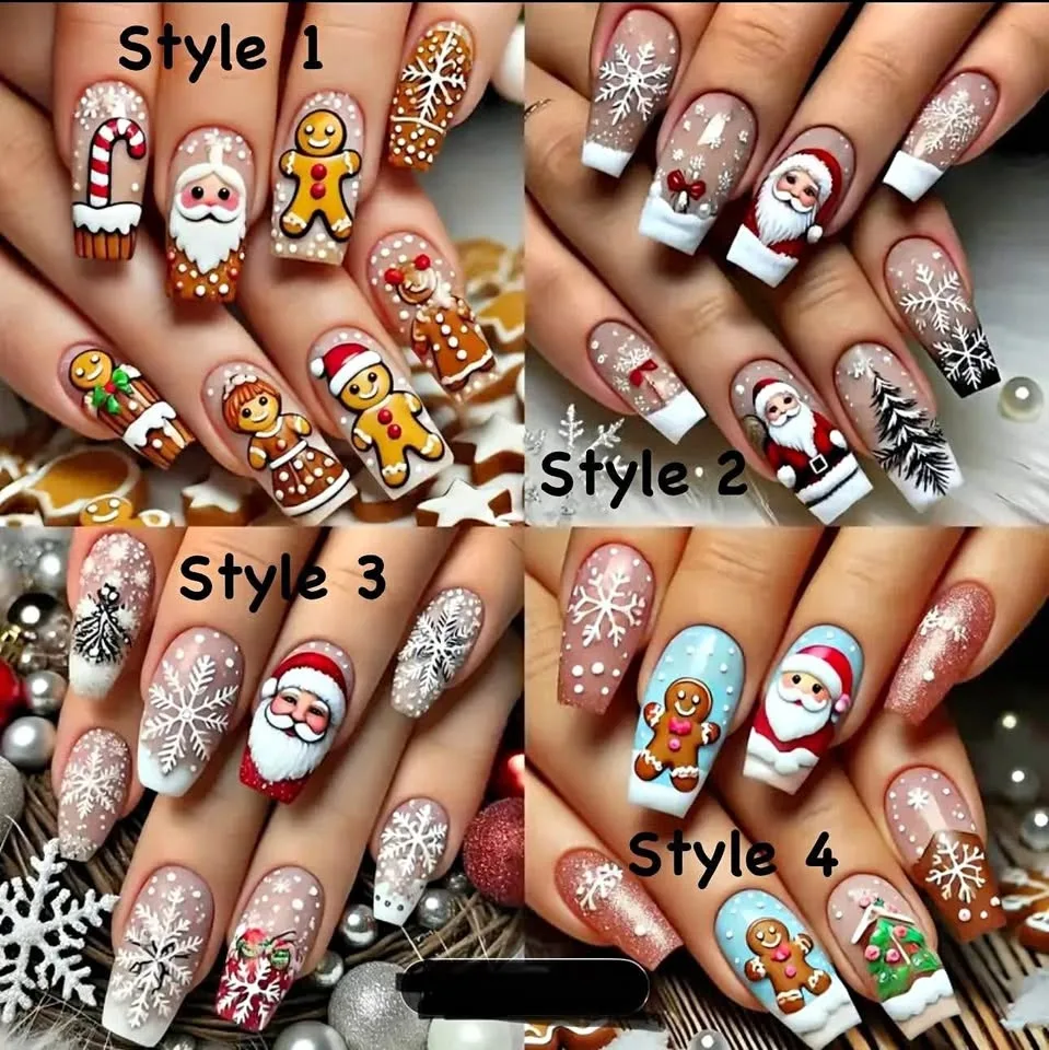 Christmas Press On Nails with Double Sided Adhesive