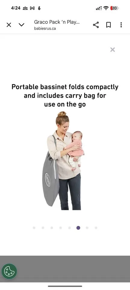New Graco pack'n play bassinet + travel bag. Perfect image indicator(3)