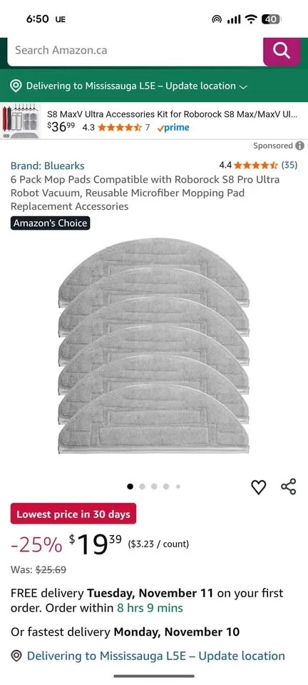 Mop Pads for Roborock robot vacuum (each pack = 6 pads) buy 2 ge image indicator(5)