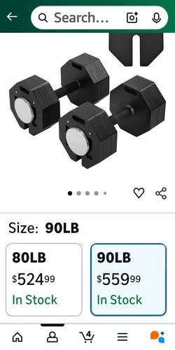 AOC Adjustable Dumbbells 90lbs Set of 2