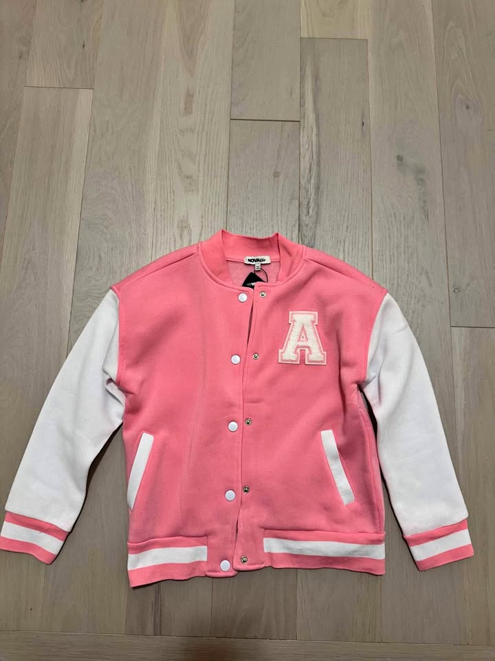 Kids Varsity Jacket - Pink & White - Size 12