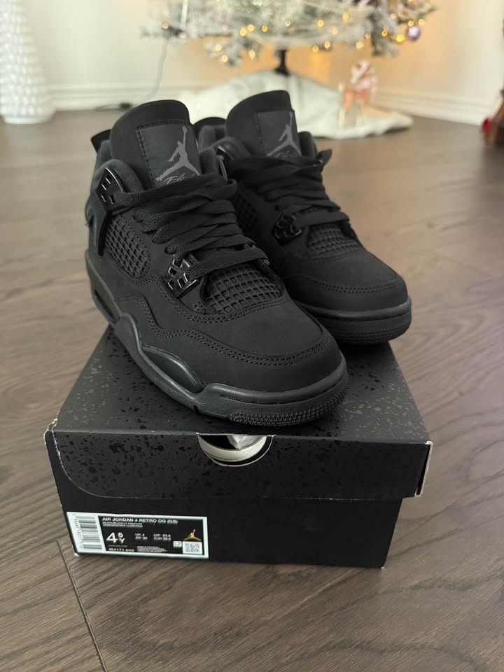 JORDAN 4 RETRO GS BLACK / BLACK - LIGHT GRAPHITE - BLACK / 4.5Y - photo 2