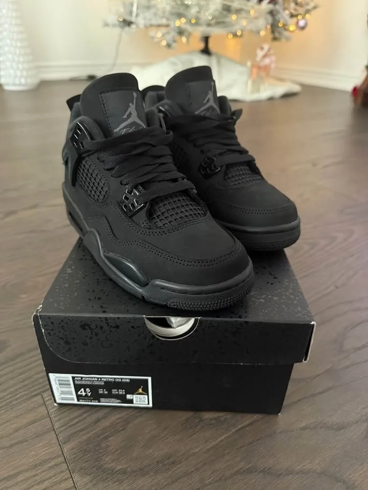 JORDAN 4 RETRO GS BLACK / BLACK - LIGHT GRAPHITE - BLACK / 4.5Y image indicator(2)