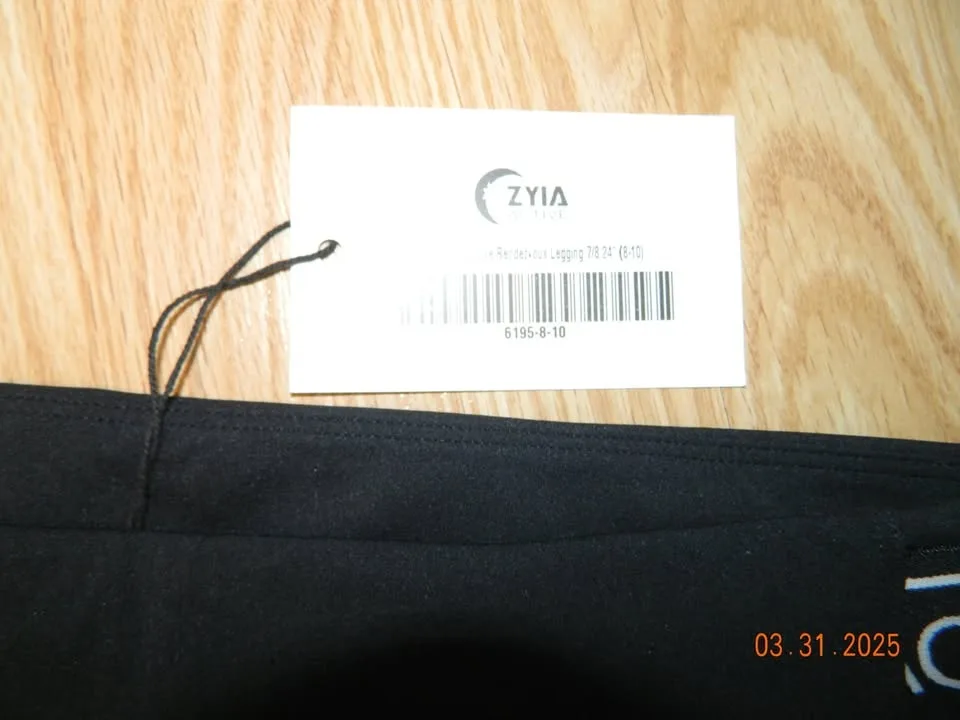 NWT ZYIA BLACK BANDED RENDEZ VOUS leggings 7/8 length...size 8-1 image indicator(2)