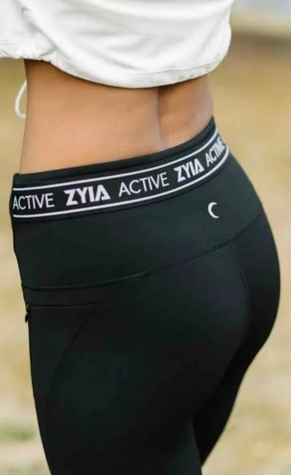 NWT ZYIA BLACK BANDED RENDEZ VOUS leggings 7/8 length...size 8-1 image indicator(5)