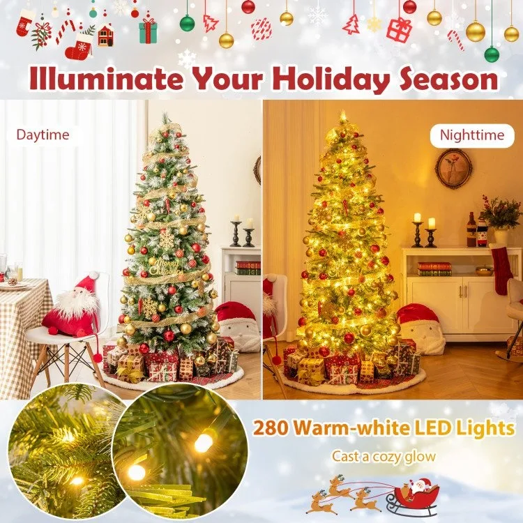 6 FT Artificial Christmas Tree with Warm-White LED Lights image indicator(3)