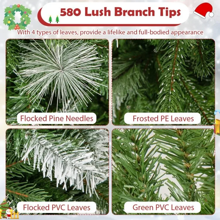 6 FT Artificial Christmas Tree with Warm-White LED Lights image indicator(4)