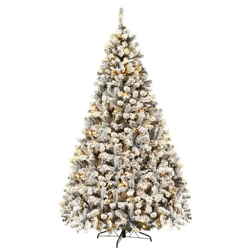 9FT Pre-Lit Premium Snow Flocked Hinged Artificial Christmas Tre image indicator(4)
