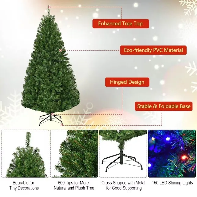 5-ft Pre-lit Artificial Christmas Tree with Multicolor LED Light image indicator(2)