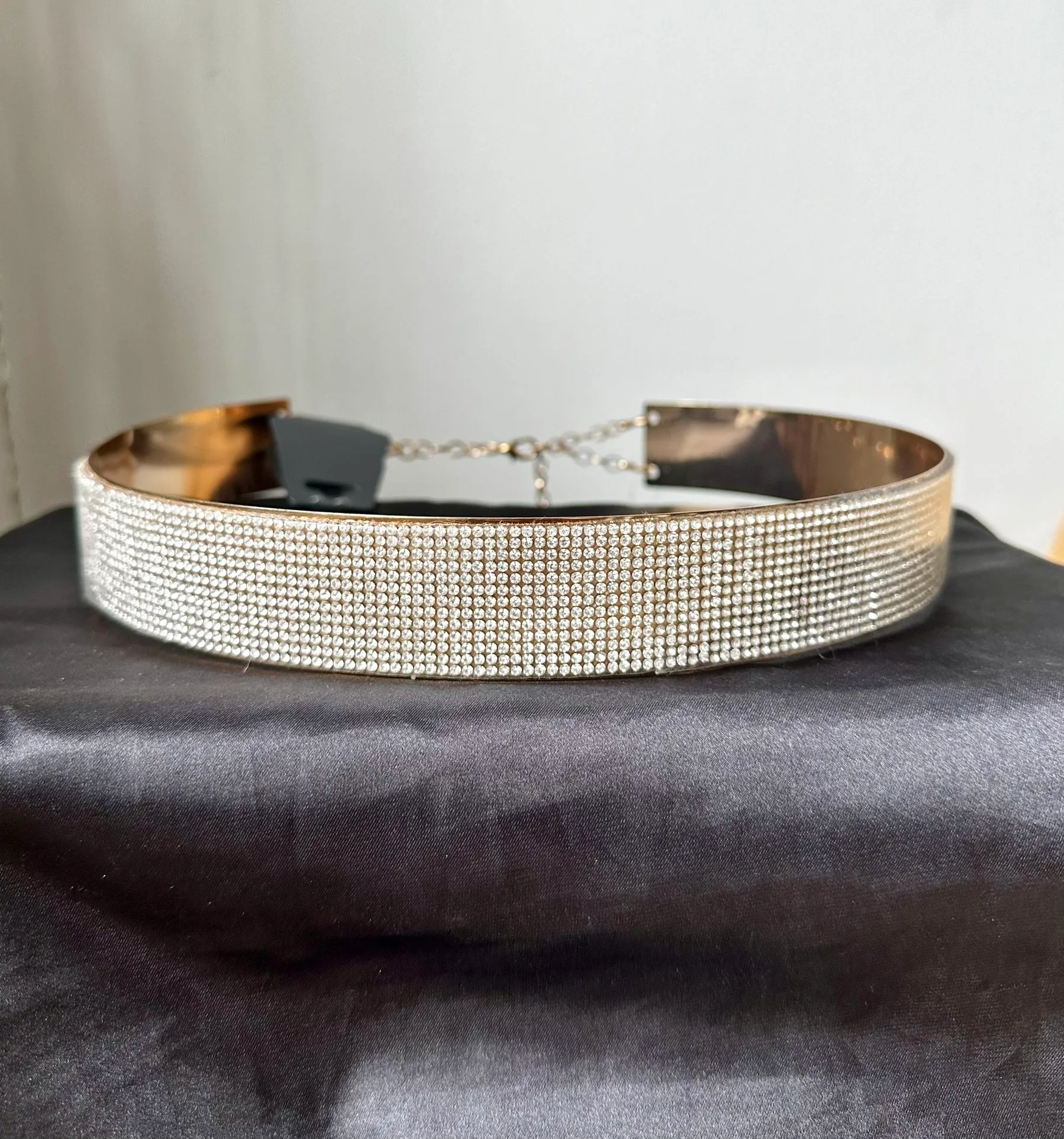 Metallic Belt With Rhinestones