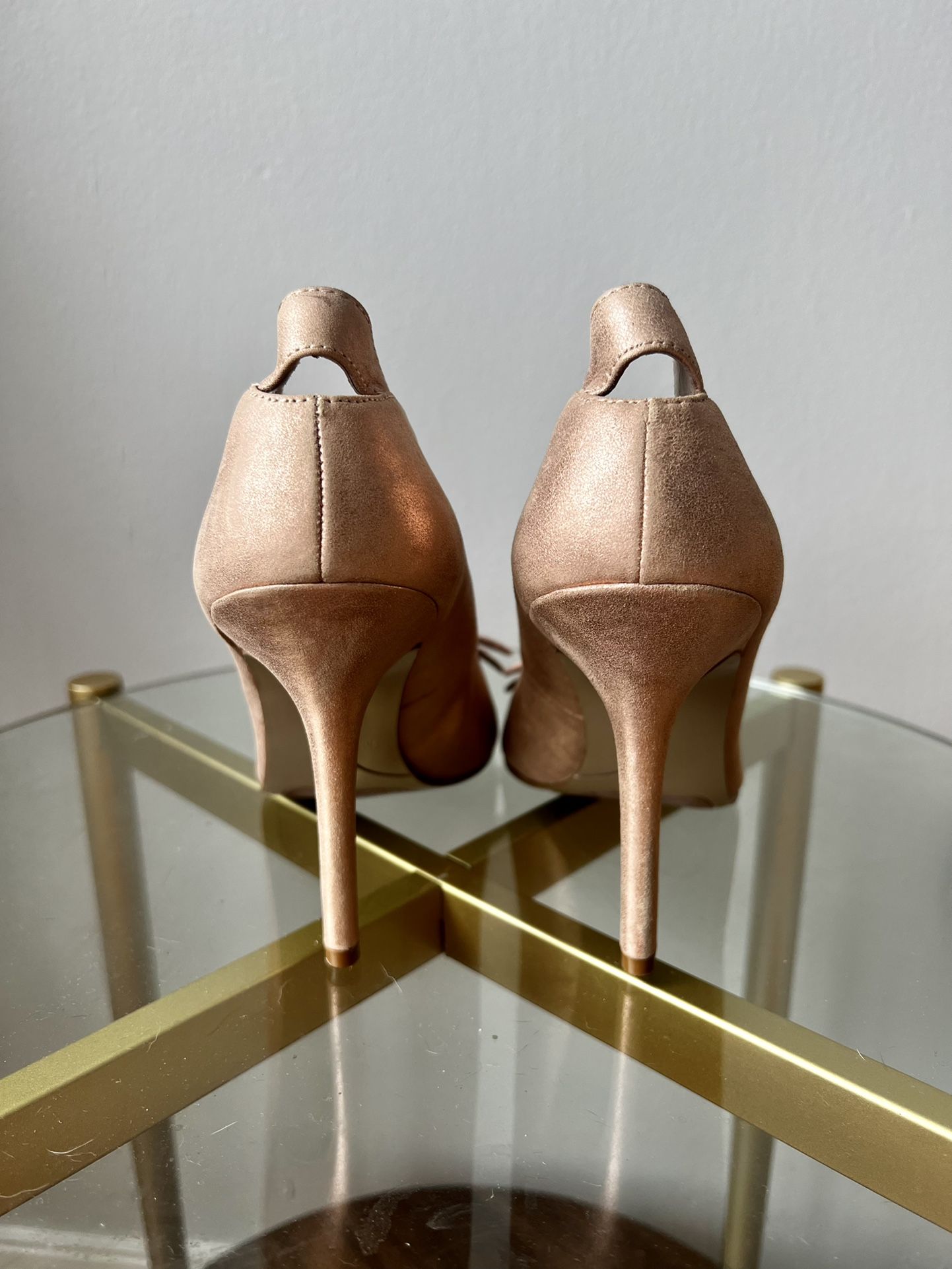 NINE WEST Spritzer Rose Gold Bow Peep Toe Pumps - photo 4