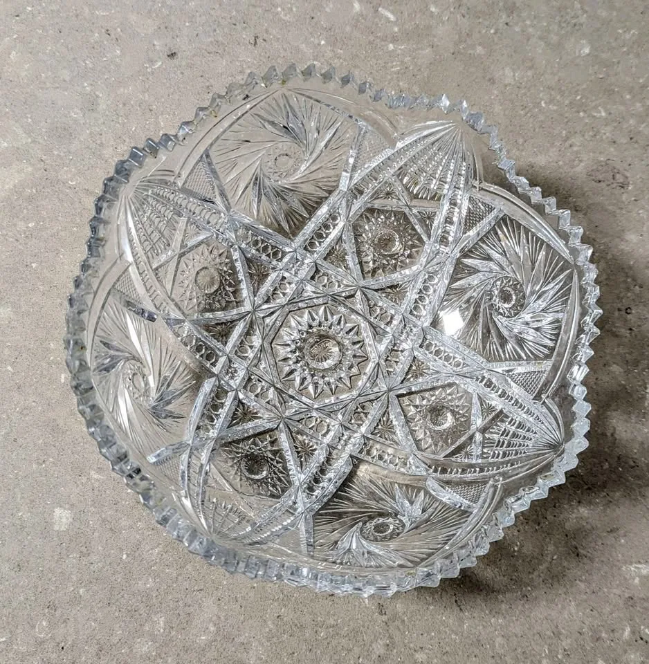 Antique American Brilliant Cut Glass Bowl, ABP Crystal, 8" image indicator(2)