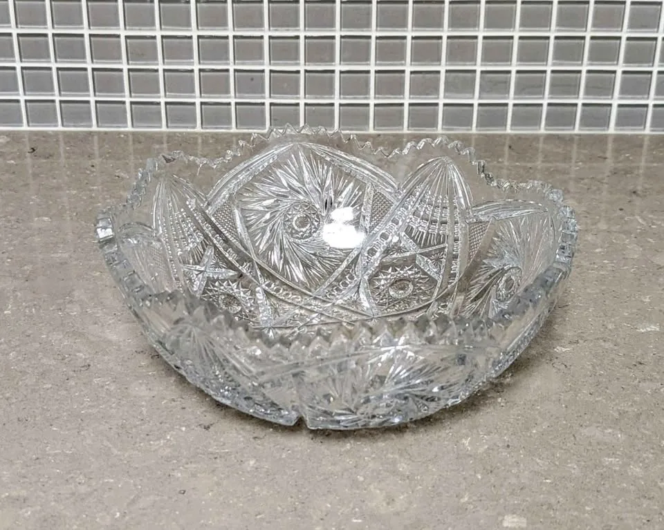 Antique American Brilliant Cut Glass Bowl, ABP Crystal, 8" image indicator(3)