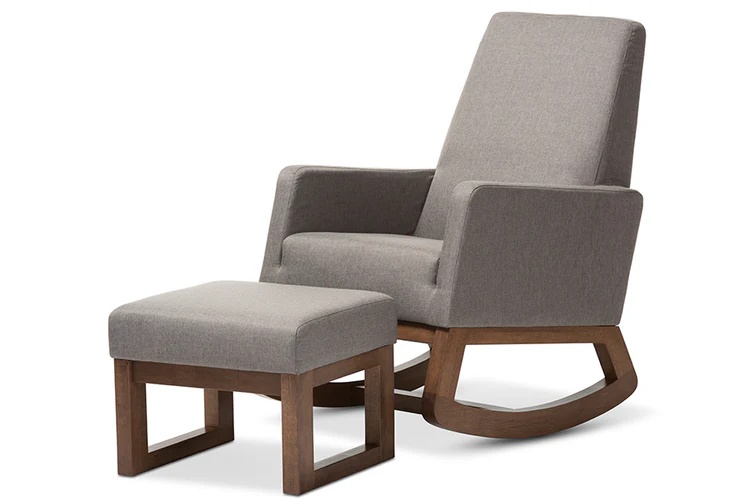 Yashiya Mid-Century Rocking Chair and Ottoman Set