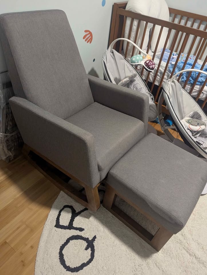 Yashiya Mid-Century Rocking Chair and Ottoman Set - photo 2