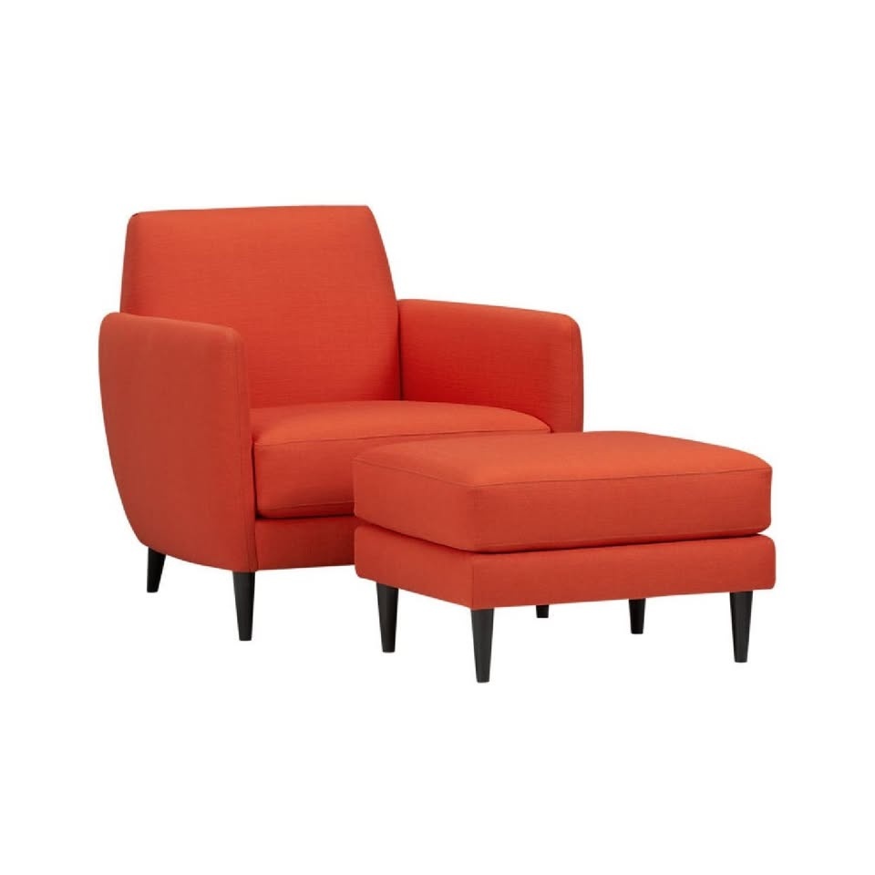 CB2 atomic orange parlor armchair and ottoman #cleanout