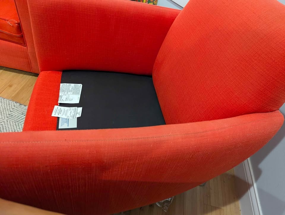 CB2 atomic orange parlor armchair and ottoman #cleanout - photo 4