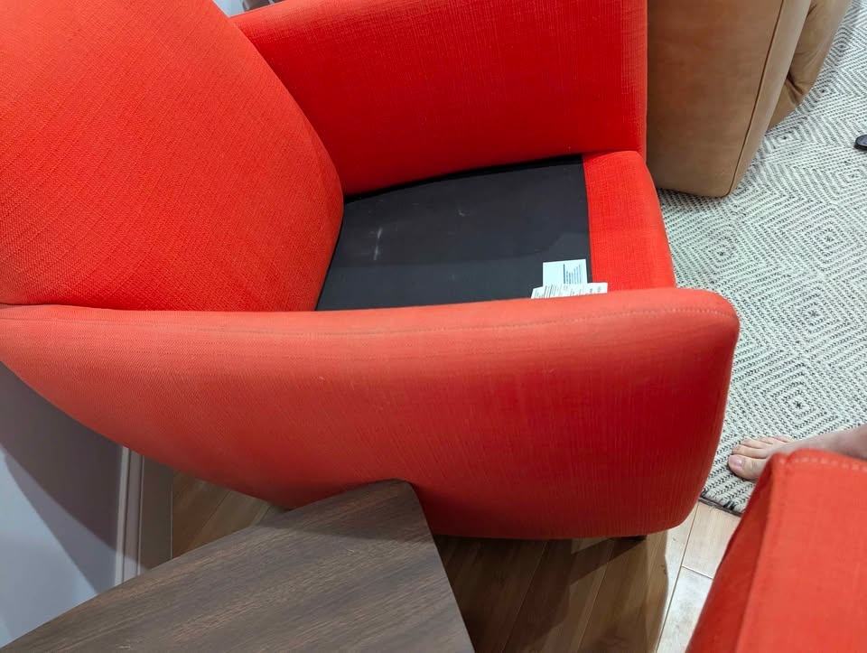 CB2 atomic orange parlor armchair and ottoman #cleanout - photo 5