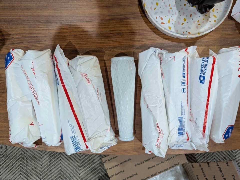 9-Mid century modern quilted milkglass bud vases #cleanout - photo 4
