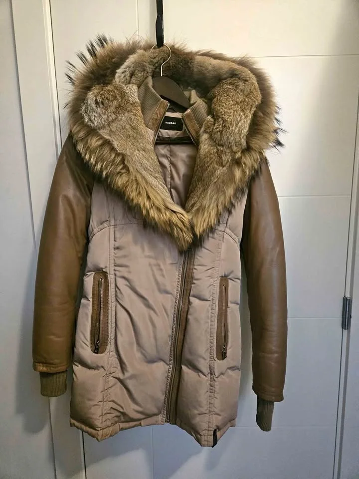 Womens rudsak leather trimmed winter down jacket