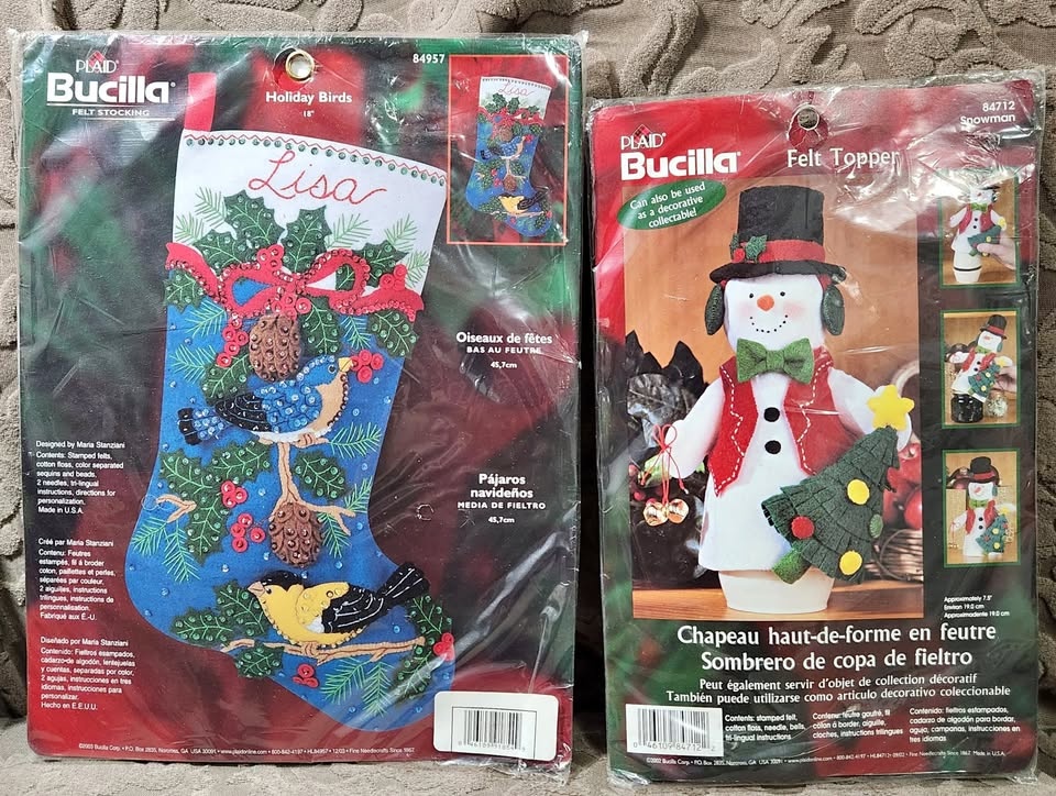 2 Vintage Bucilla Christmas Craft Kits – Sealed NOS