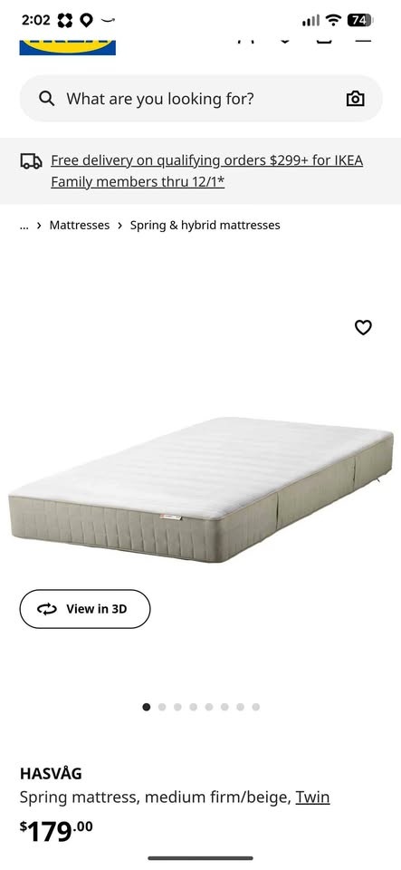 Ikea Hasvag Twin Mattress (Medium Firm)
