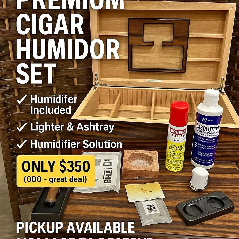 Luxury Cigar Humidor + Full Accessory Bundle