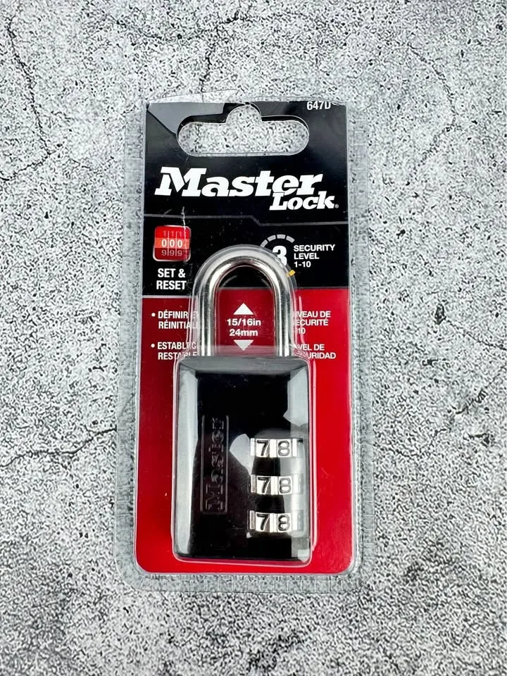 Master Lock 647D 3 Digit Combination Padlock, New