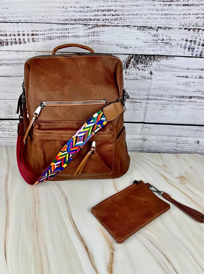 NEW PU Leather Backpack for Women - Women Fashion Travel Shoulde