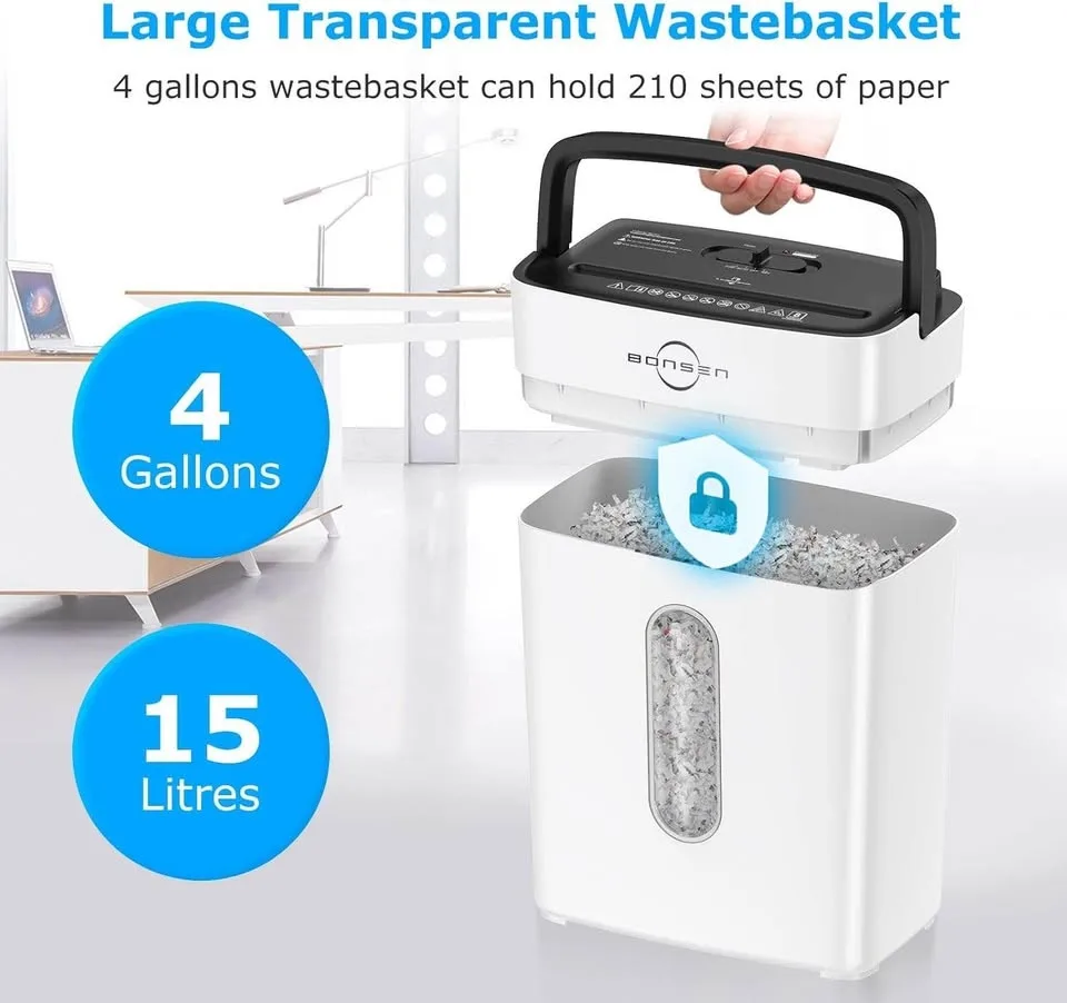 BONSEN Cross-Cut 8-Sheet Paper Shredder image indicator(6)