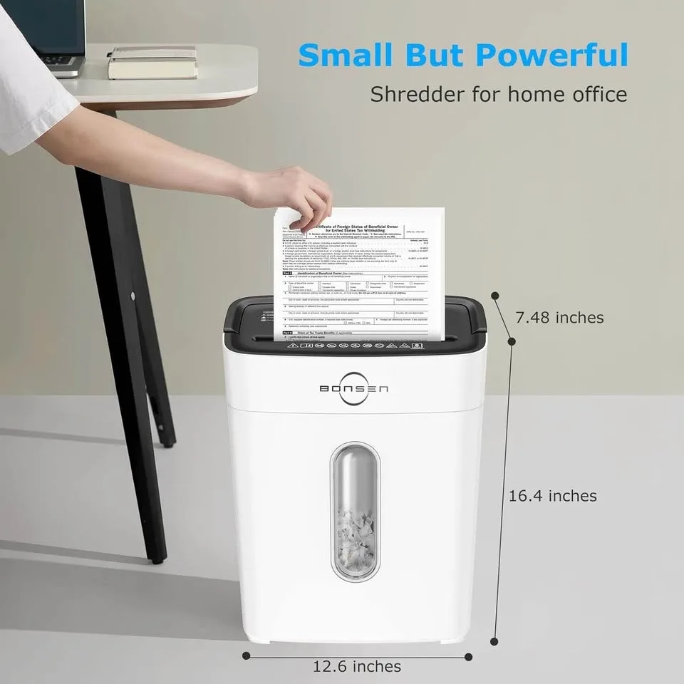 BONSEN Cross-Cut 8-Sheet Paper Shredder image indicator(8)