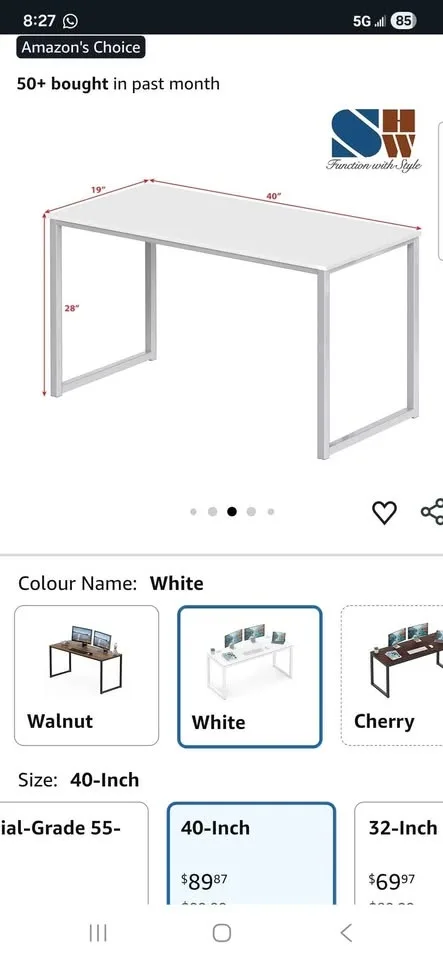 White Study / Computer Desk – 40” × 19” image indicator(3)