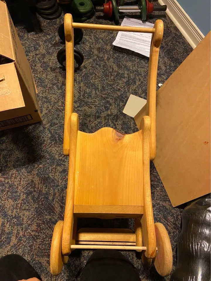 Vintage wooden doll stroller toy image indicator(3)