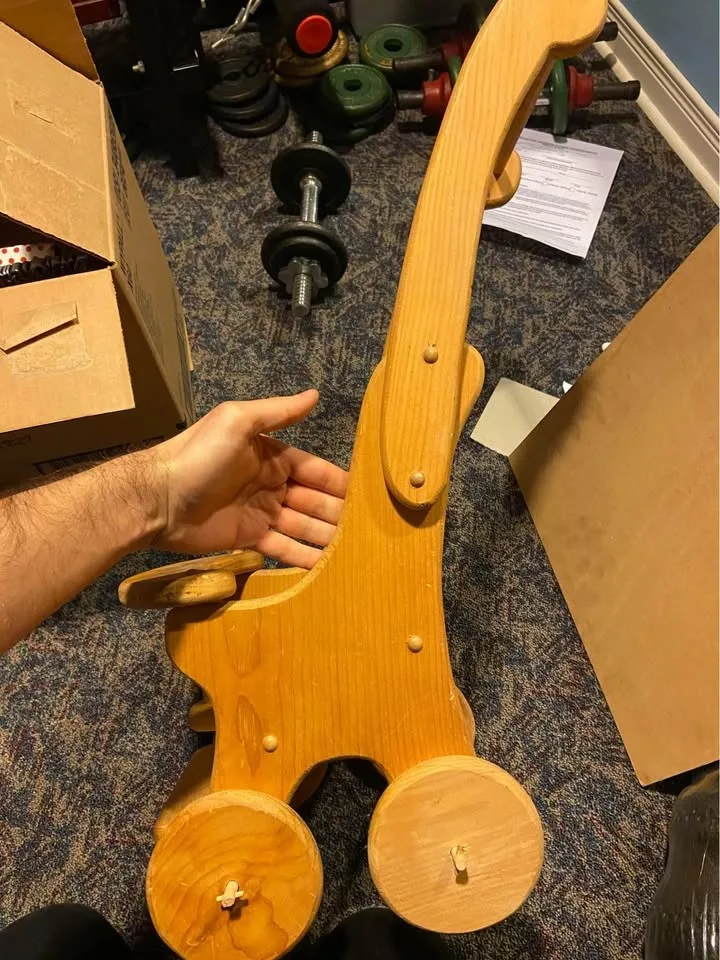 Vintage wooden doll stroller toy image indicator(5)