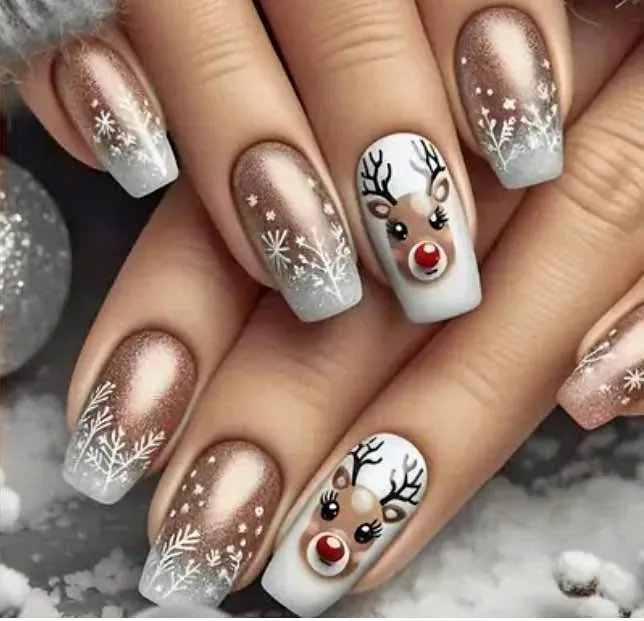 Christmas Winter Press On Nails with jelly glue